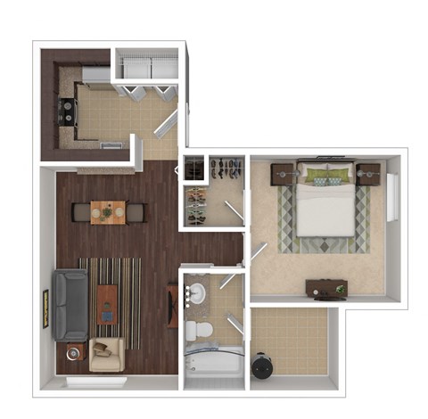 Masters Apartments Aloha Oregon  1 Bedroom 1 Bathroom Floor Plan